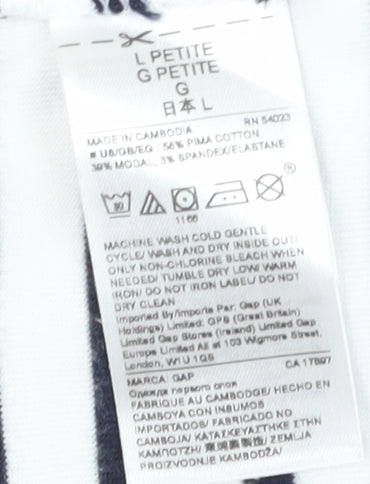 GAP Women's Navy Striped Tank Top, Size L Petite