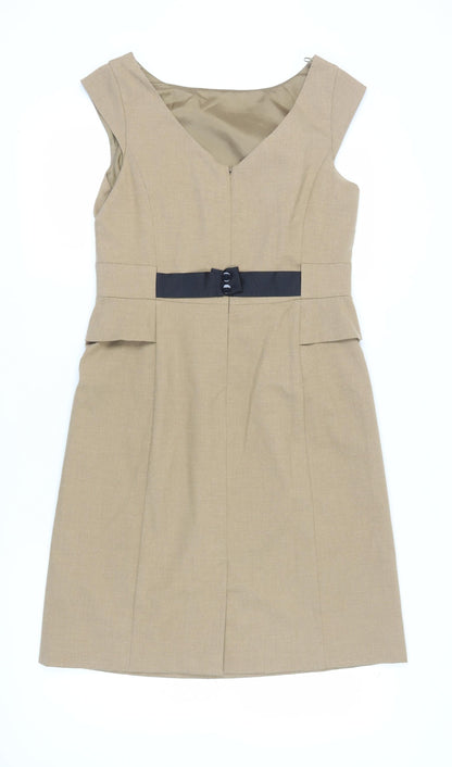 Laura Ashley Women's Beige Shift Dress Size 14