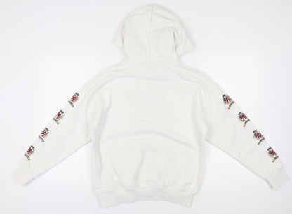 Tommy Jeans Men's White Pullover Hoodie, Medium