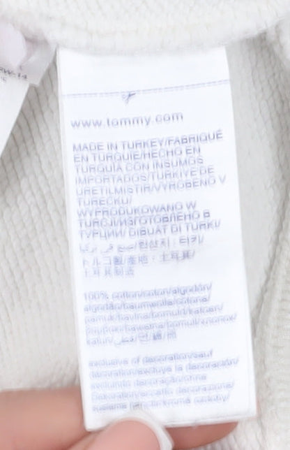 Tommy Jeans Men's White Pullover Hoodie, Medium