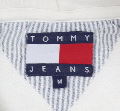 Tommy Jeans Men's White Pullover Hoodie, Medium