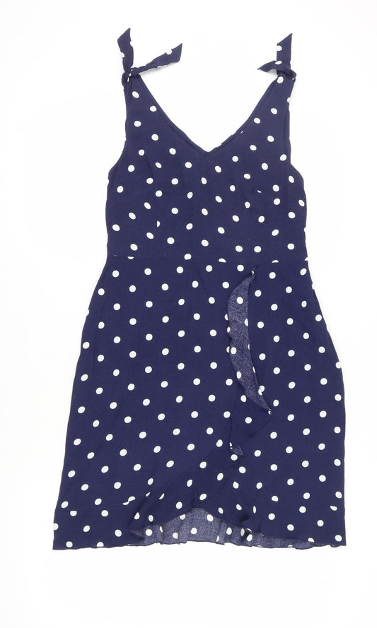 Bravissimo Women's Blue Polka Dot Wrap Dress Size 10