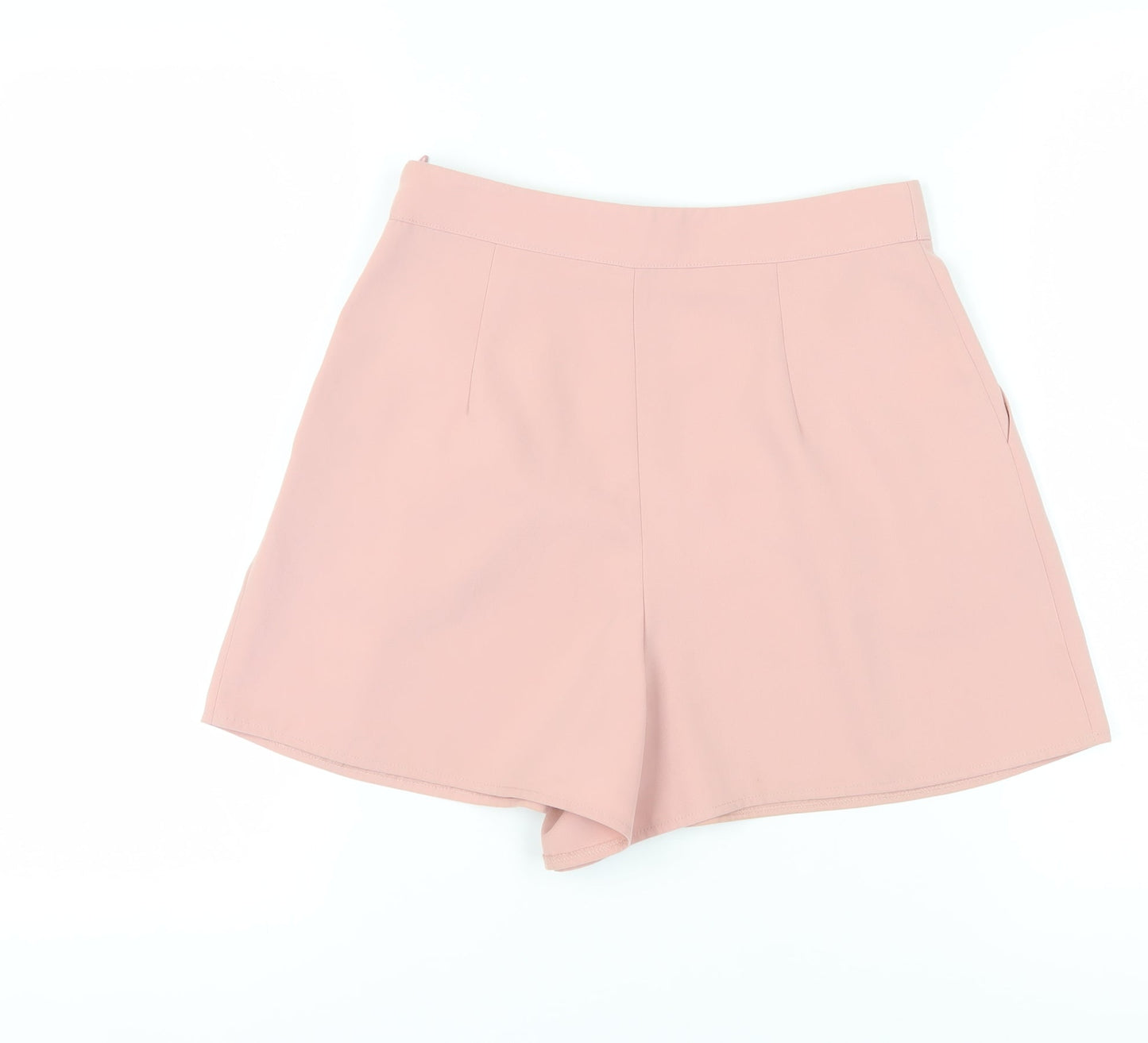 Topshop Women's Pink Chino Shorts, UK 10, Pleated