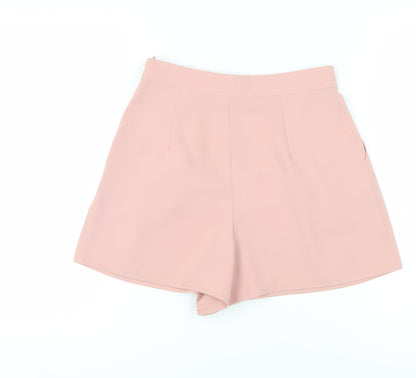Topshop Women's Pink Chino Shorts, UK 10, Pleated
