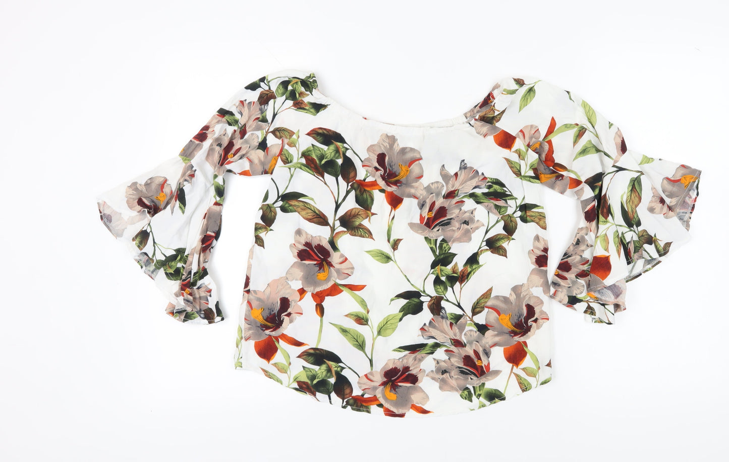 Womens UK Size 8 Apricot Multicoloured Tunic Blouse