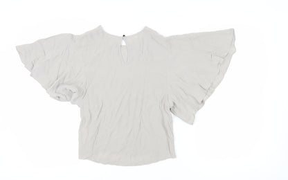 Womens UK Size 8 Apricot Beige Tunic Blouse
