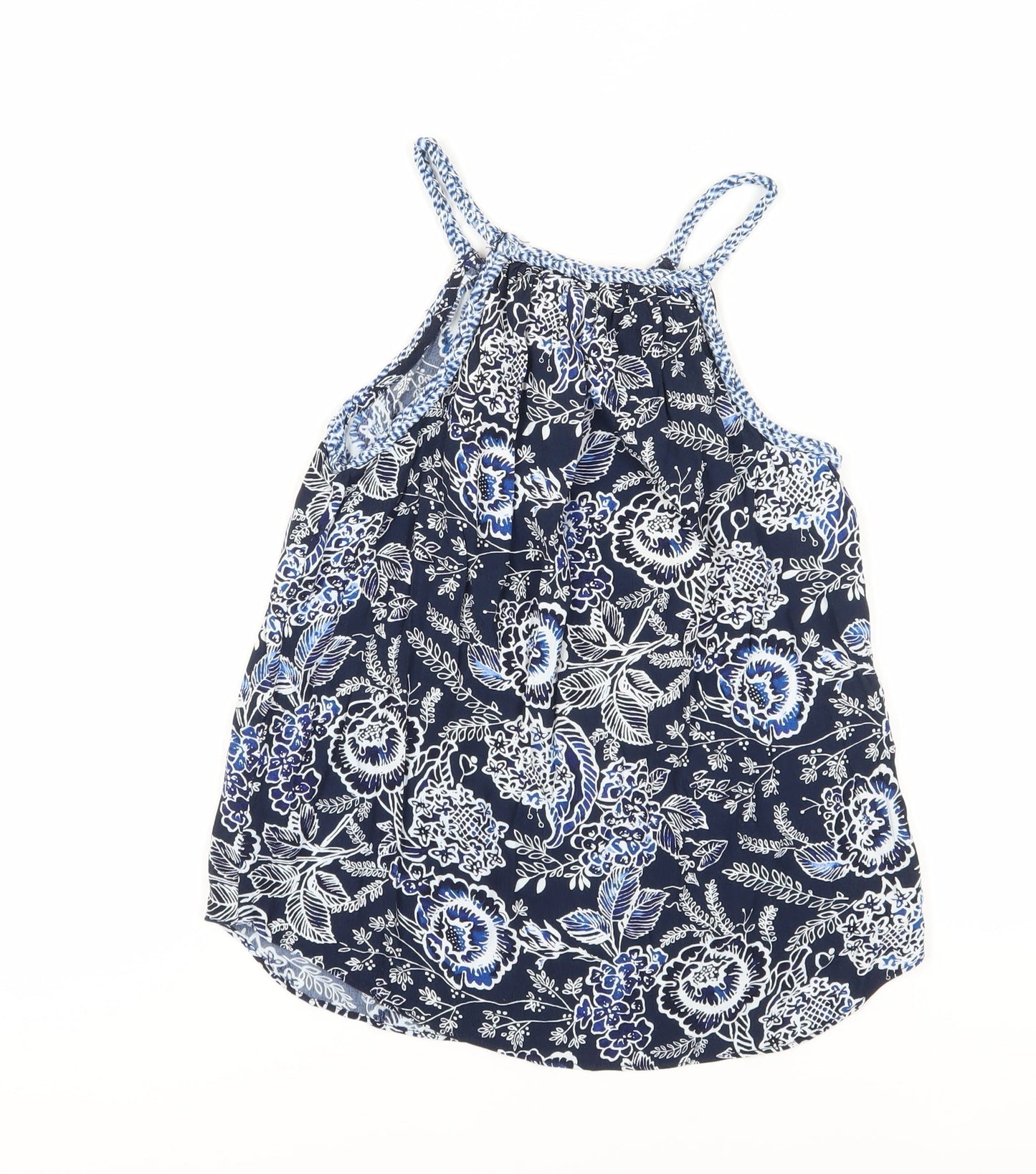 Gap Women's Blue Floral Halter Tank Top 2XS