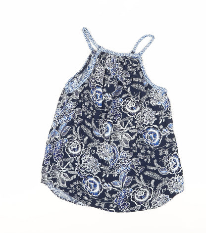 Gap Women's Blue Floral Halter Tank Top 2XS