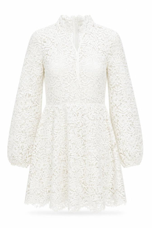Front view of Missguided Women’s White Lace Dress, size UK 8