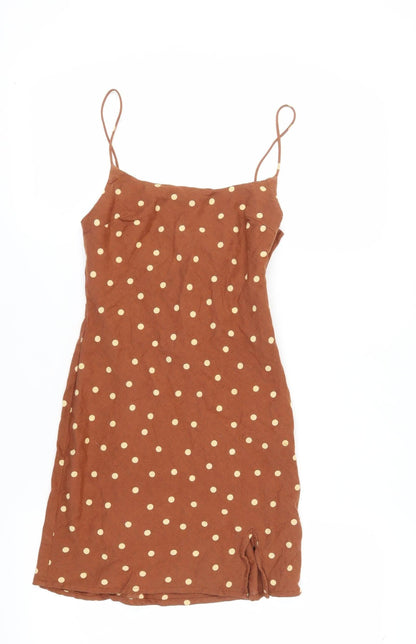 ASOS Design Women's Brown Polka Dot Slip Dress Size 4
