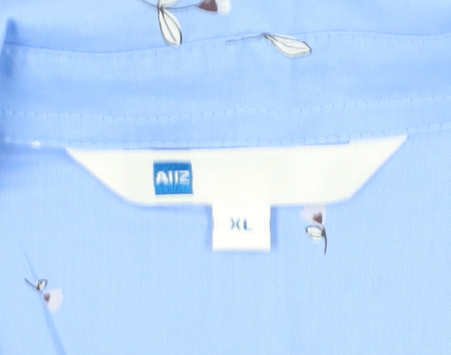 AIZ Women's Blue Floral Button-Up Shirt XL