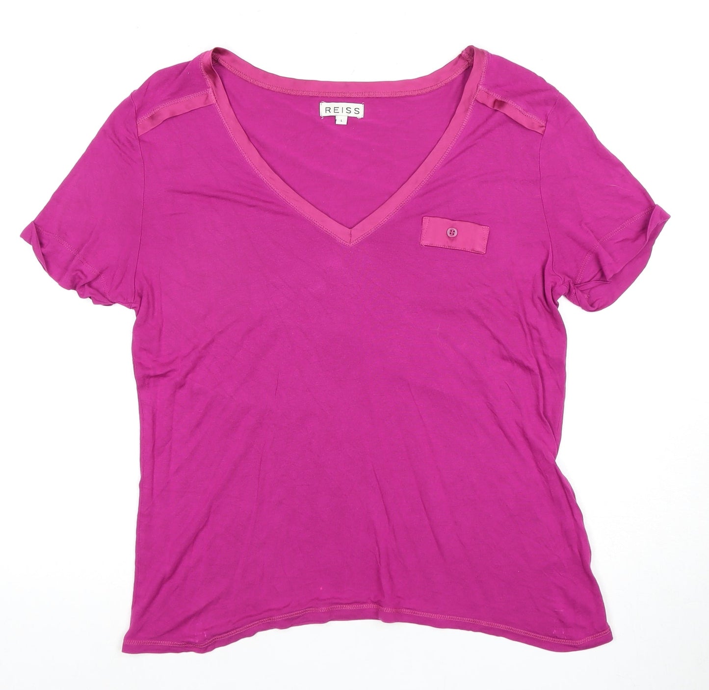 Womens UK Size L Reiss Pink Basic T-Shirt