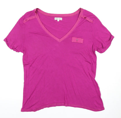 Womens UK Size L Reiss Pink Basic T-Shirt