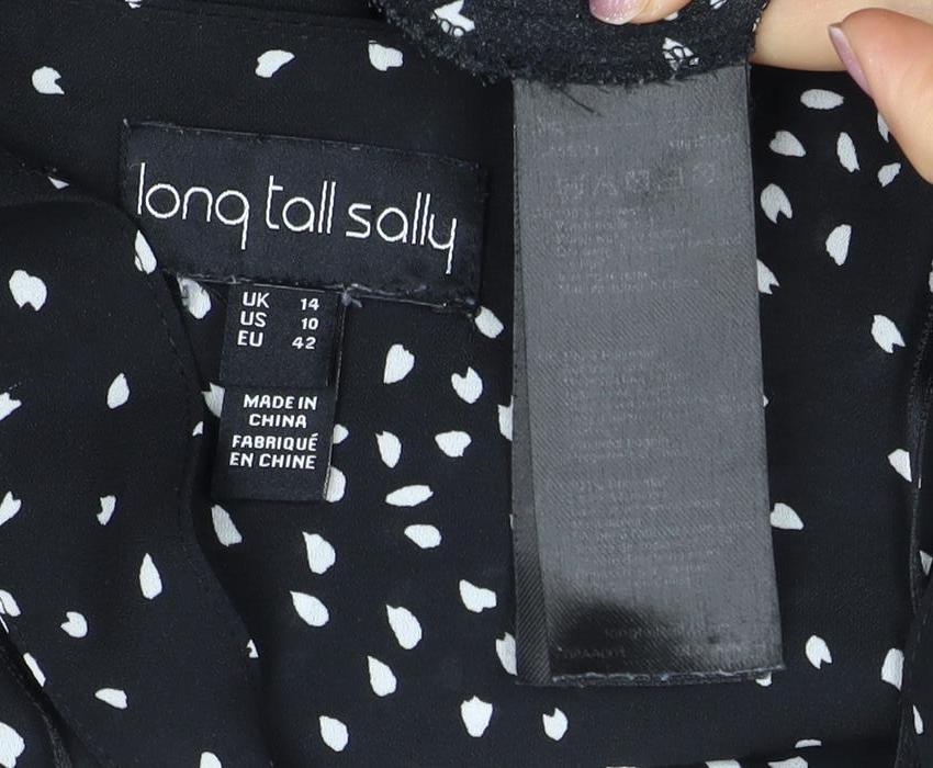 Womens UK Size 14 Long Tall Sally Black Basic Blouse