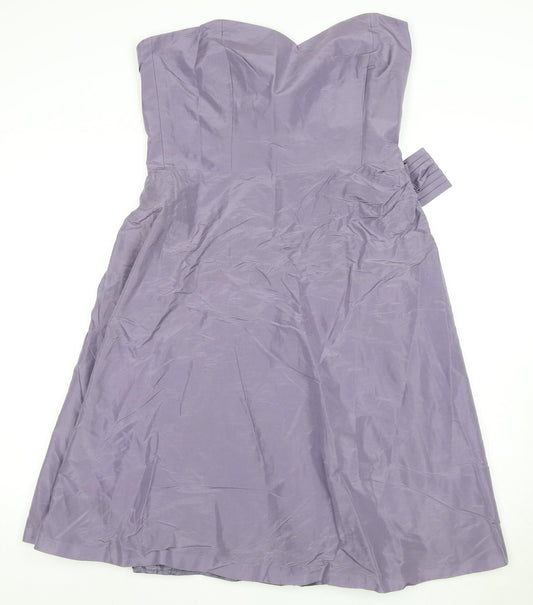 Coast Purple Strapless Silk A-Line Dress Women Size 16