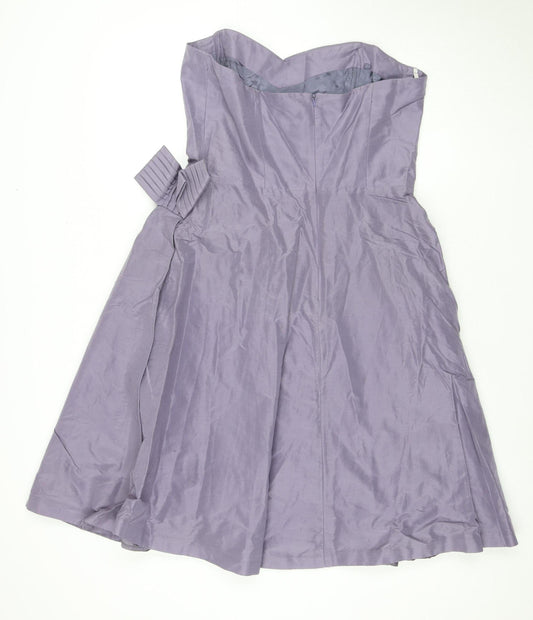 Coast Purple Strapless Silk A-Line Dress Women Size 16