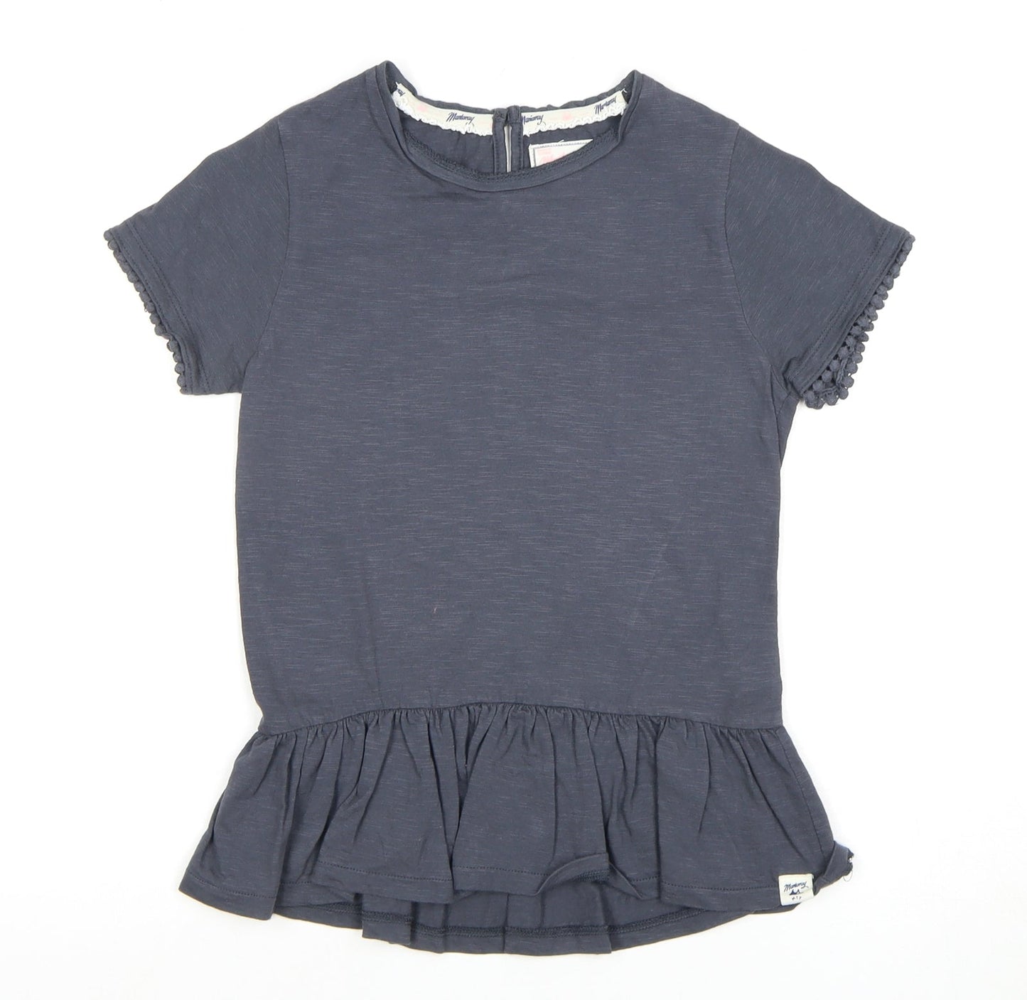 Massimo Dutti Girls Grey Short Sleeve Top 9-10 Years