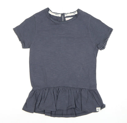 Massimo Dutti Girls Grey Short Sleeve Top 9-10 Years