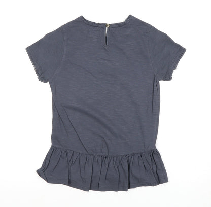 Massimo Dutti Girls Grey Short Sleeve Top 9-10 Years