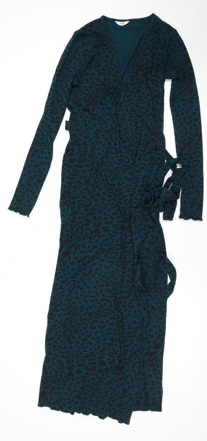 Hush Women’s Green Animal Print V-Neck Wrap Dress Size 4