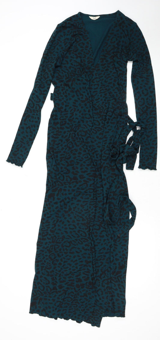 Hush Women’s Green Animal Print V-Neck Wrap Dress Size 4