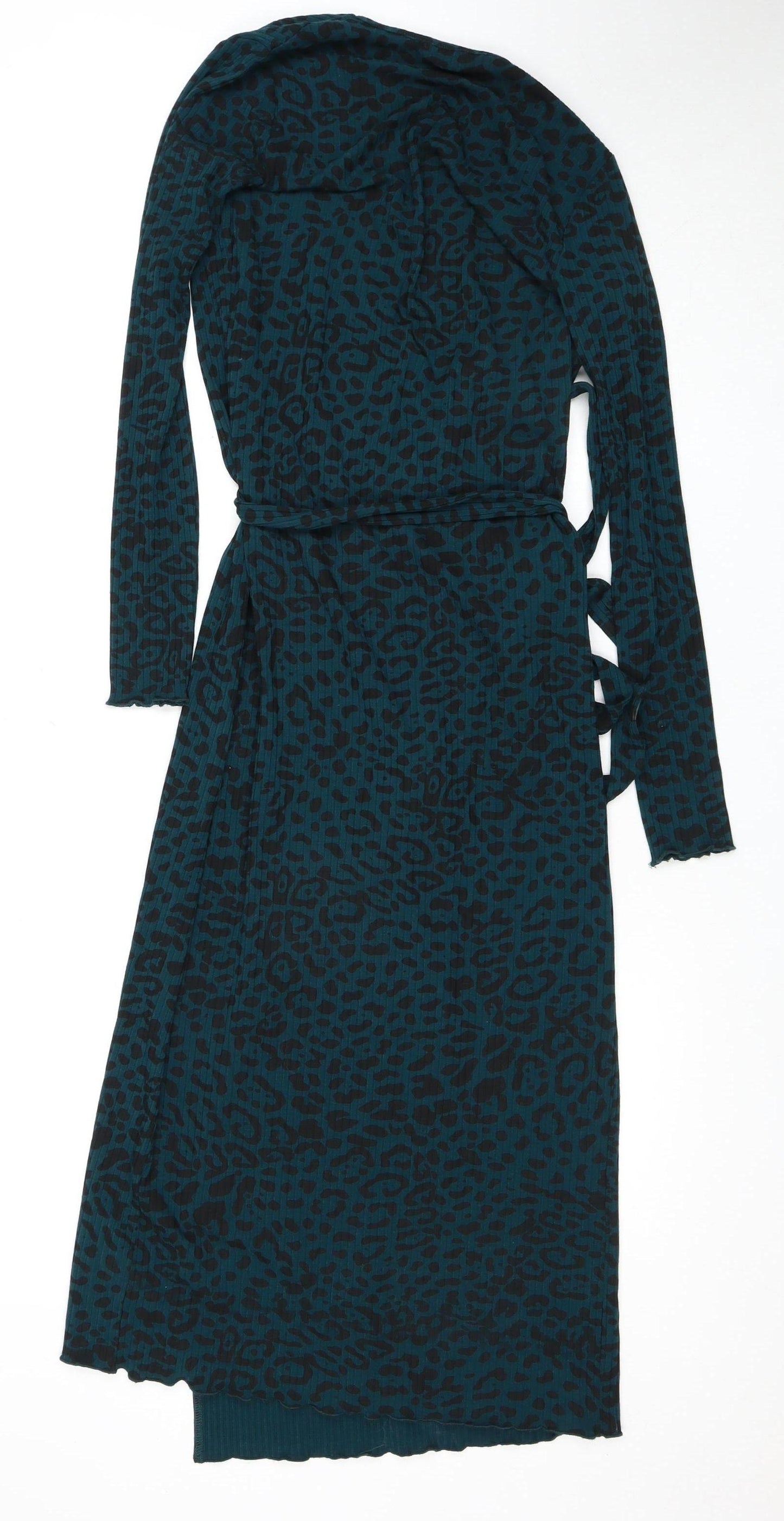 Hush Women’s Green Animal Print V-Neck Wrap Dress Size 4