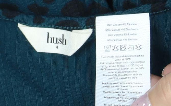 Hush Women’s Green Animal Print V-Neck Wrap Dress Size 4