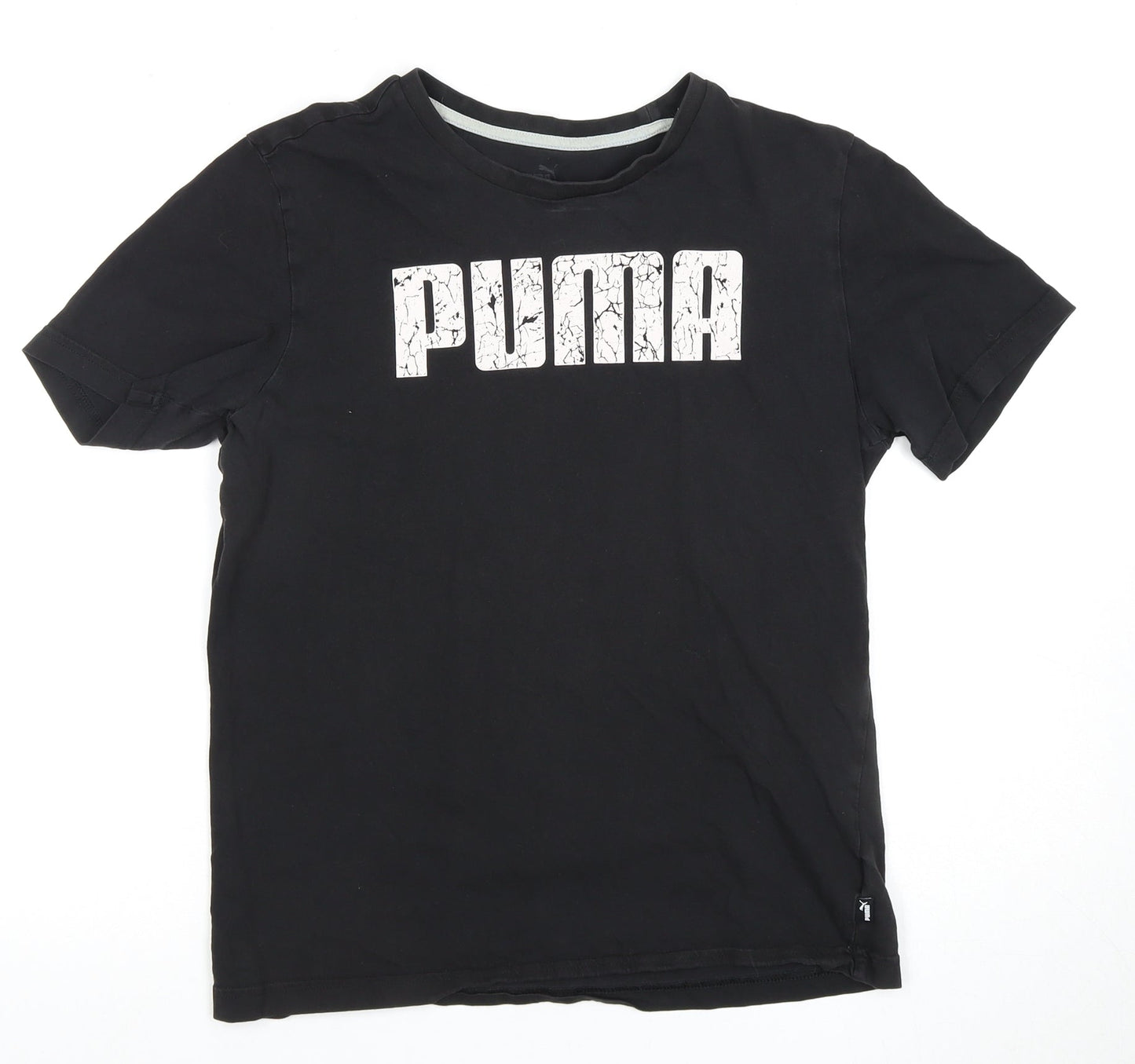 Puma Men's Black T-Shirt, Size S, Crew Neck, Logo