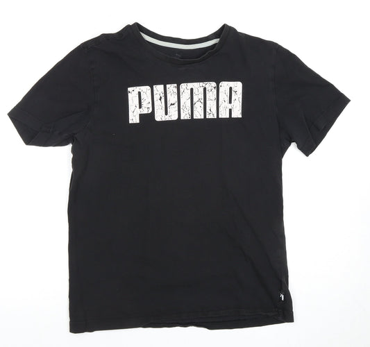 Puma Men's Black T-Shirt, Size S, Crew Neck, Logo