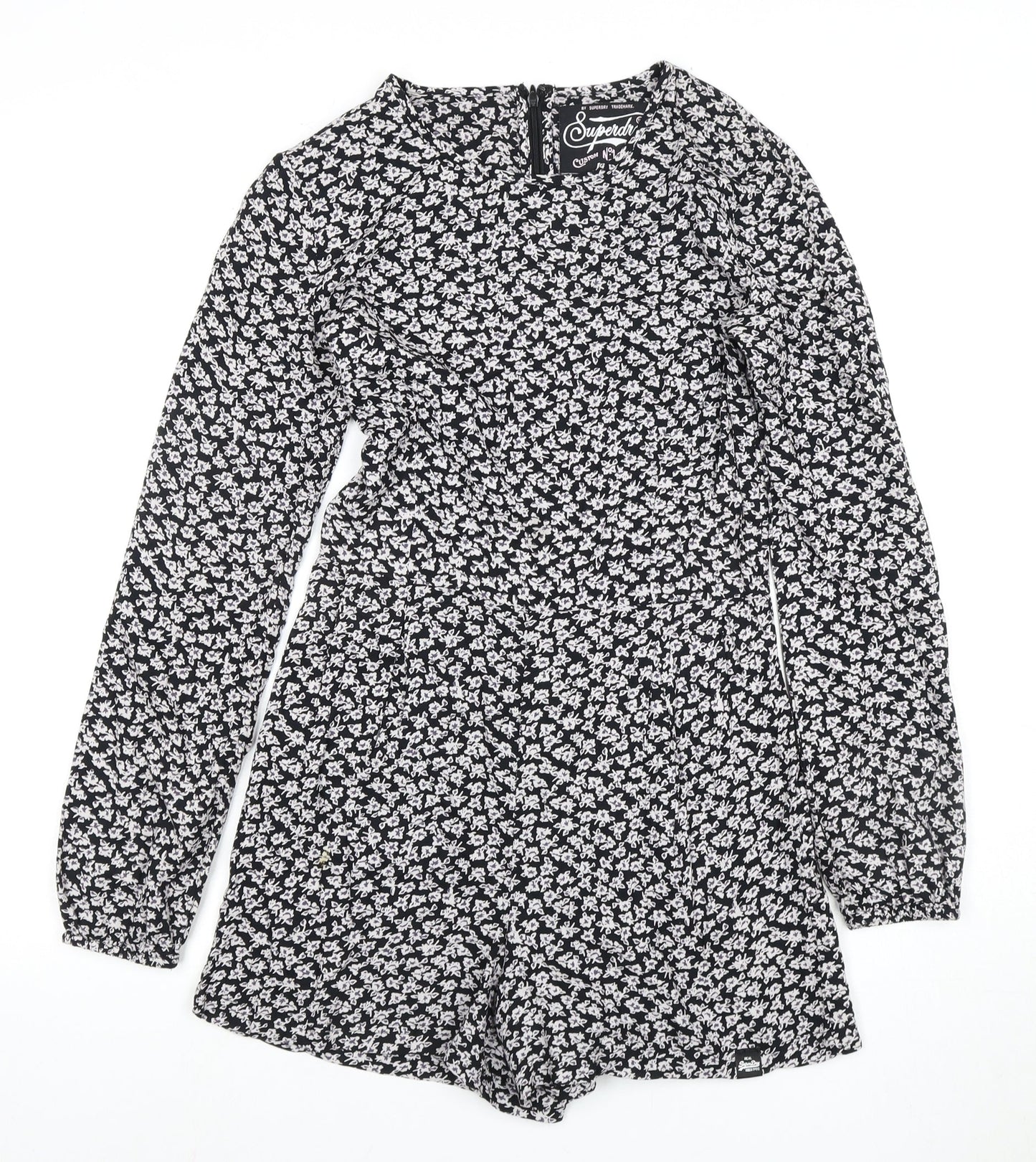 Superdry Women's Black Floral Playsuit XS