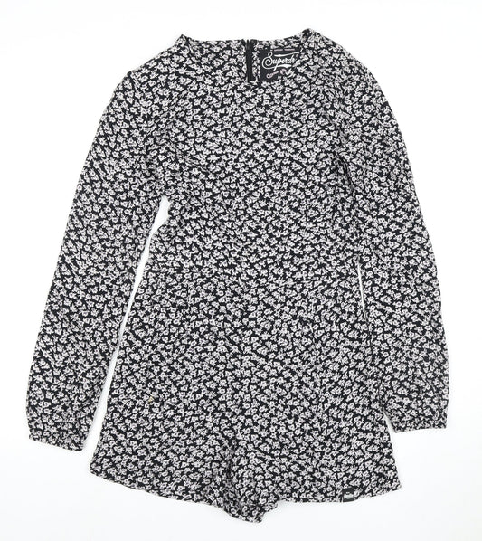 Superdry Women's Black Floral Playsuit XS
