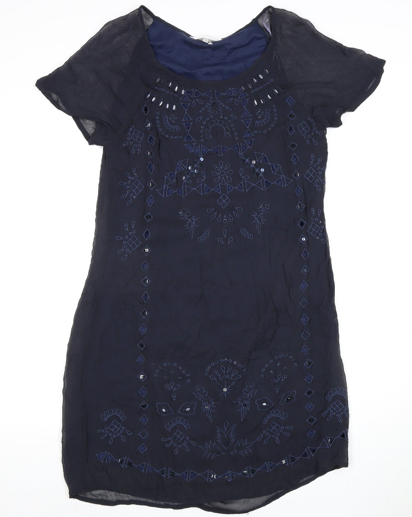 Rocha John Rocha Blue Embroidered Shift Dress, Size 10