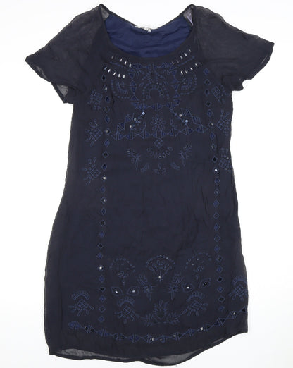 Rocha John Rocha Blue Embroidered Shift Dress, Size 10
