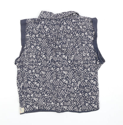SoulCal & Co Women's Blue Floral Button-Up Top, Size 10