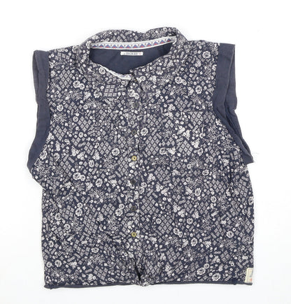 SoulCal & Co Women's Blue Floral Button-Up Top, Size 10