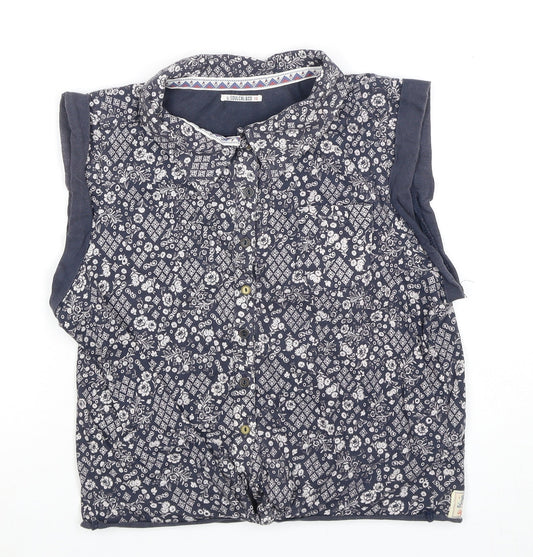 SoulCal & Co Women's Blue Floral Button-Up Top, Size 10