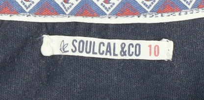 SoulCal & Co Women's Blue Floral Button-Up Top, Size 10