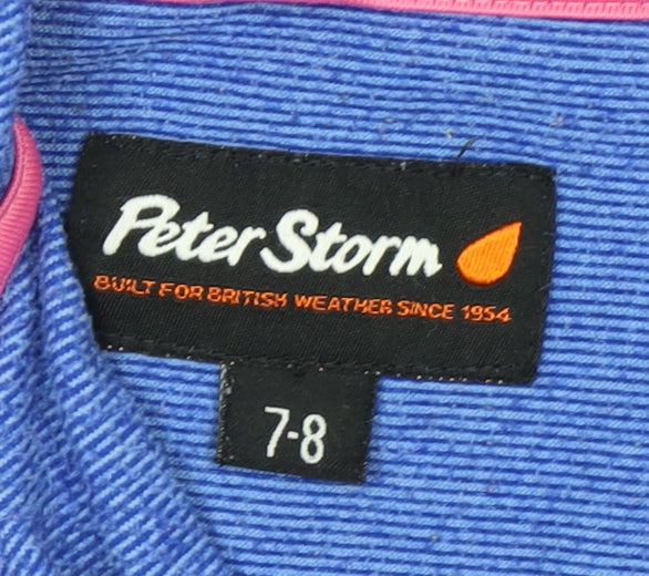 Peter Storm Girls Blue Hooded Jacket, 7-8 Years, Casual Style