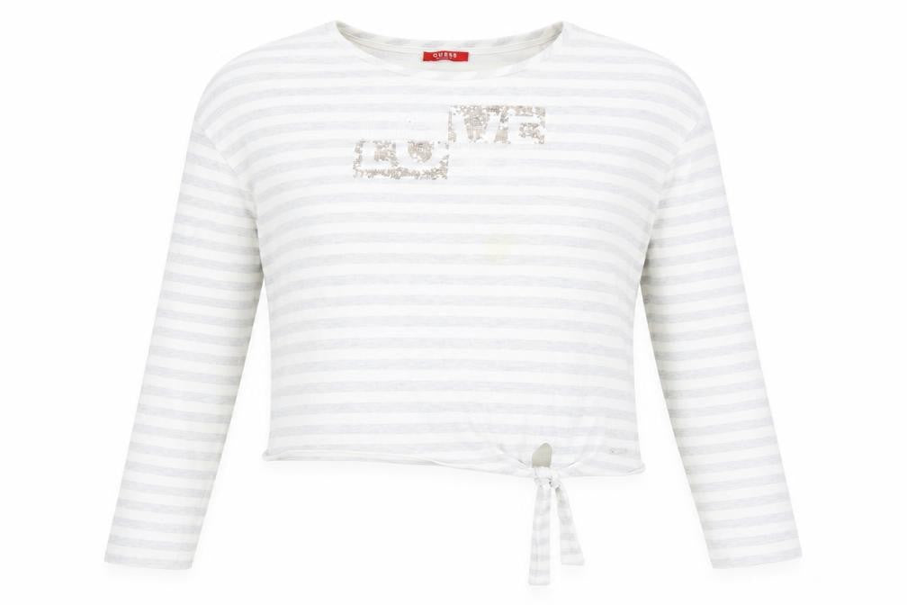 Womens UK Size M GUESS White Cropped T-Shirt