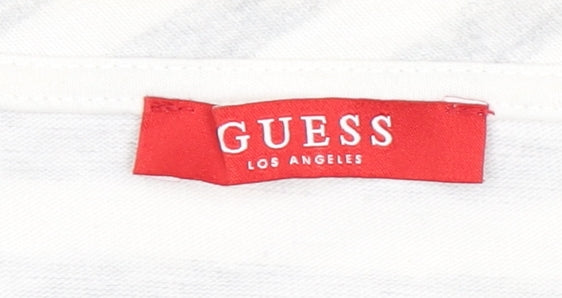 Guess Women's White Striped Cropped T-Shirt, Size M