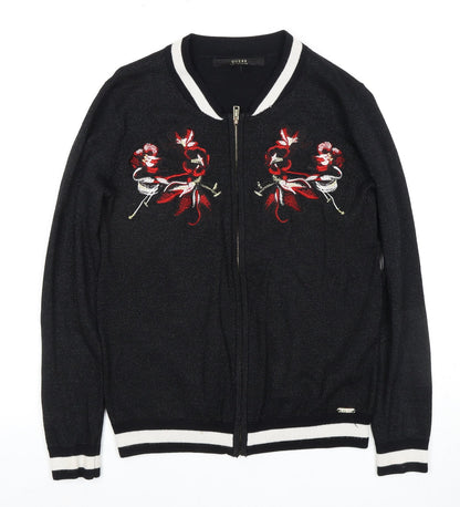 Womens UK Size S GUESS Black Full Zip Jumper