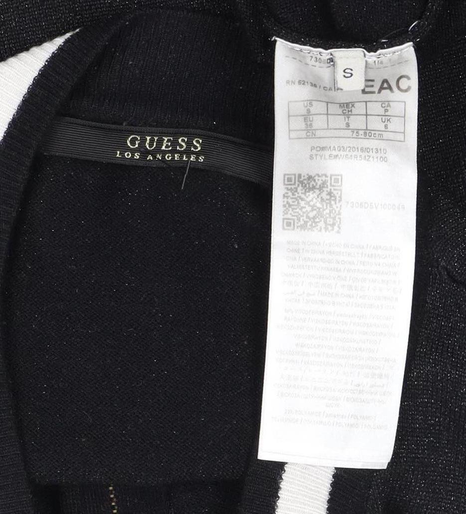 Womens UK Size S GUESS Black Full Zip Jumper