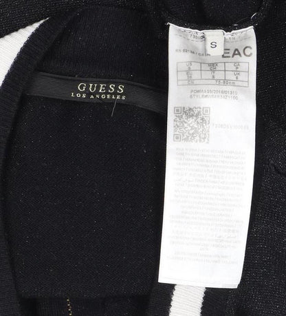 Womens UK Size S GUESS Black Full Zip Jumper