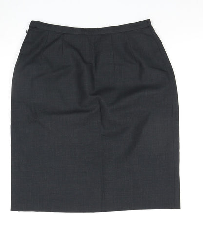 Laura Ashley Women's Black Wool Pencil Skirt, Size 14