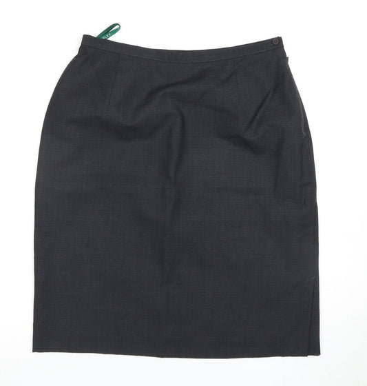 Laura Ashley Women's Black Wool Pencil Skirt, Size 14