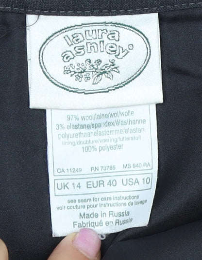Laura Ashley Women's Black Wool Pencil Skirt, Size 14