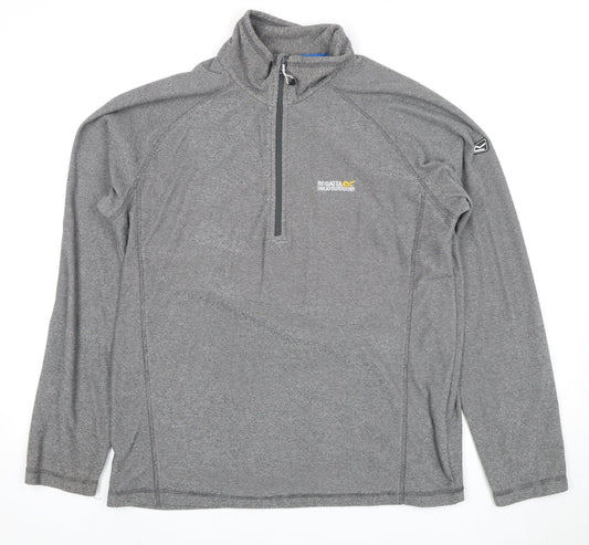 Mens UK Size L Regatta Grey 1/4 Zip Sweatshirt