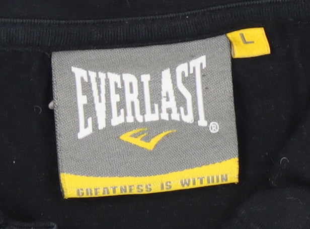 Everlast Men's Black Striped Polo Shirt L