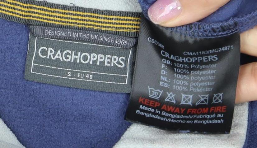Mens UK Size S Craghoppers Blue 1/4 Zip Sweatshirt