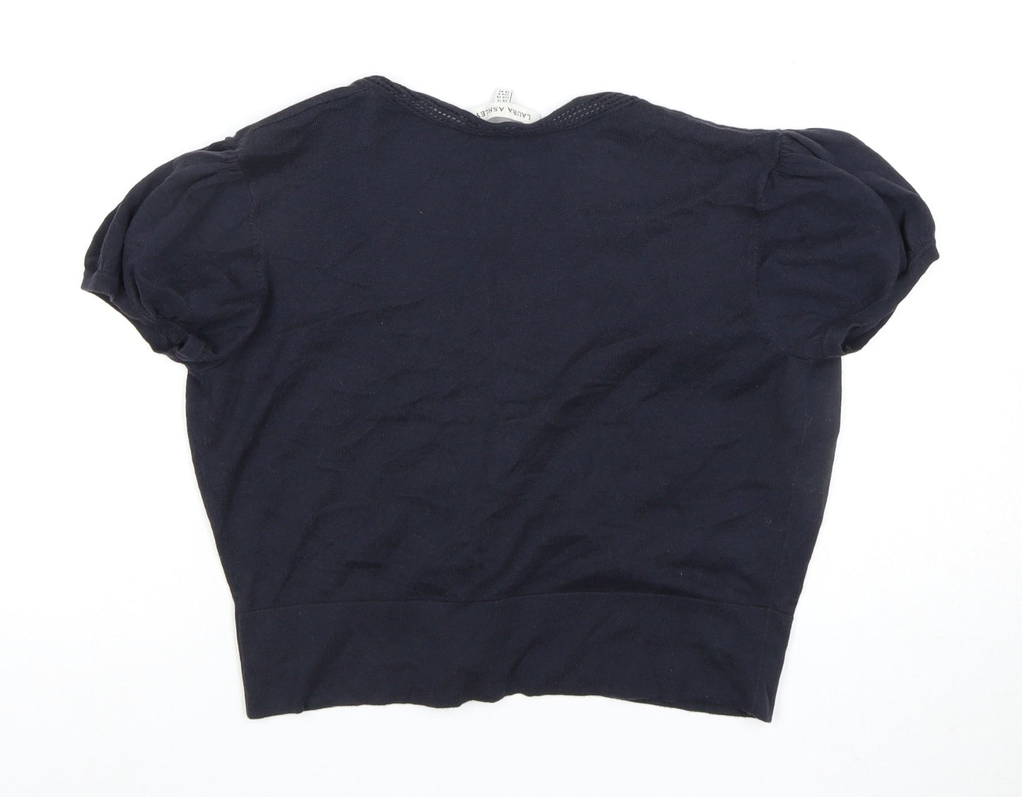 Womens UK Size 12 Laura Ashley Black Cropped Blouse